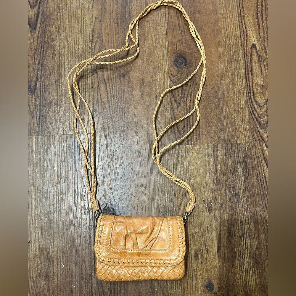 Frye Tan Woven Crossbody Bag